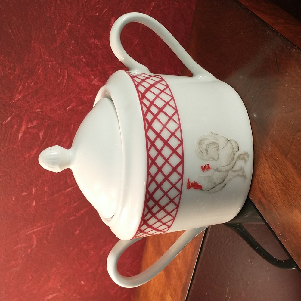 RARE: Farmhouse Country Basic Porcelana Rooster/Hen Sugar Canister